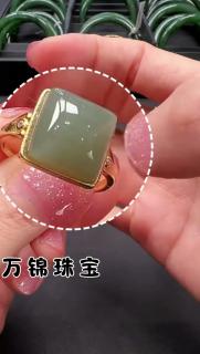 925银和田玉白玉方形戒指送家人朋友节日礼物 和田玉白玉方形戒指 和